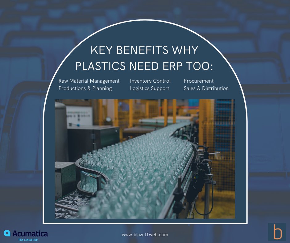 To streamline and accelerate your business an ERP is  required! Here are a few of the many key benefits for the plastics industry!

#acumatica #blazeIT #foryou #plasticsindustry #plastics #manufacturing #erp #cloud #houstontx #distribution #automation #implementation