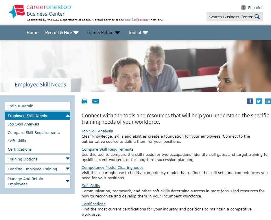 Career1Stop's tweet photo. Do you feel confident in your knowledge of your employees' skill needs? If not, visit: https://t.co/SIVig17mxD to be connected with our Business Center resources to better understand your employee skill needs. #skills #analysis #certifications #COSBusinessCenter #CareerOneStop https://t.co/wacxE0Sgwi