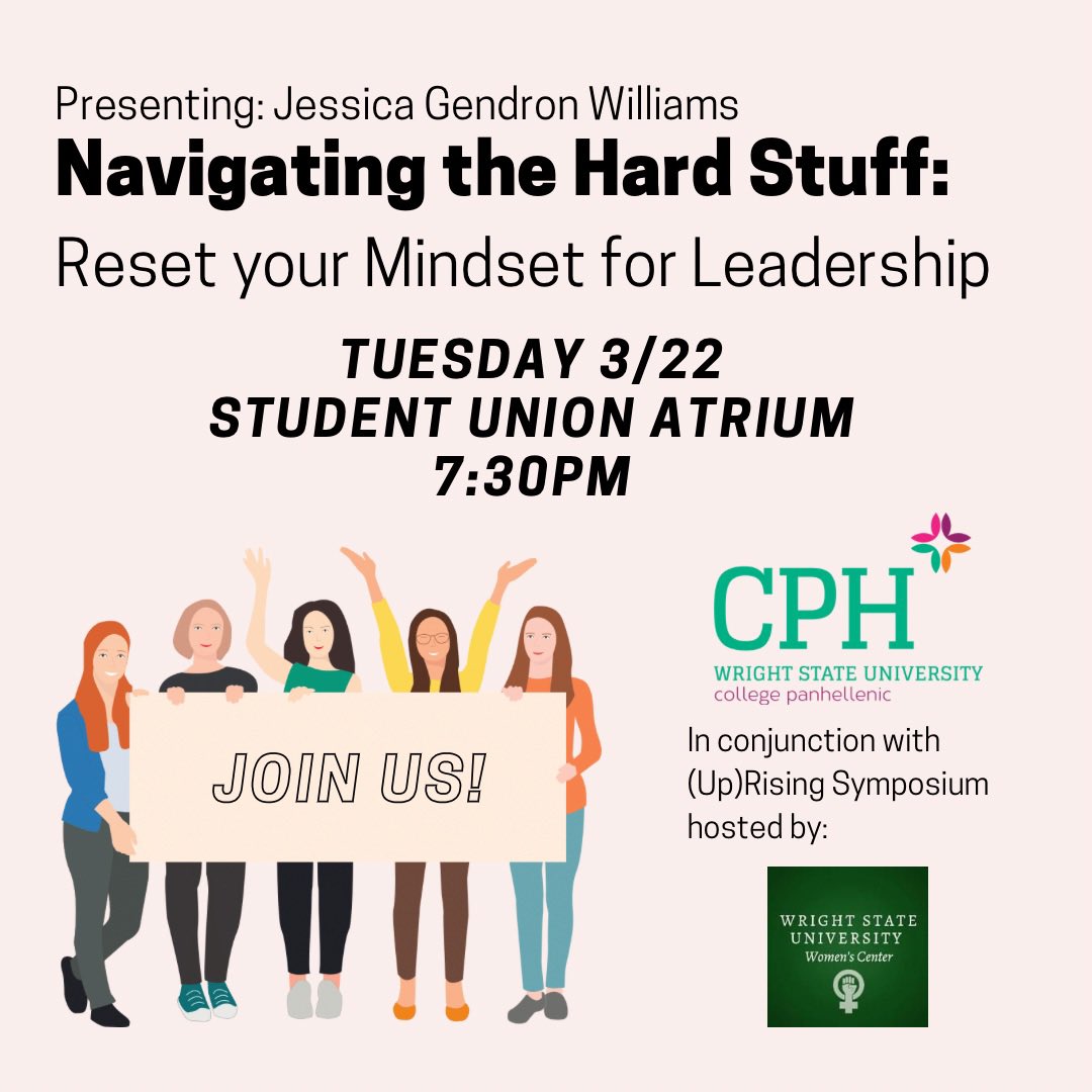 Join us in welcoming Jessica Gendron Williams to campus for a special event Tuesday at 7:30 in Student Union Atrium!