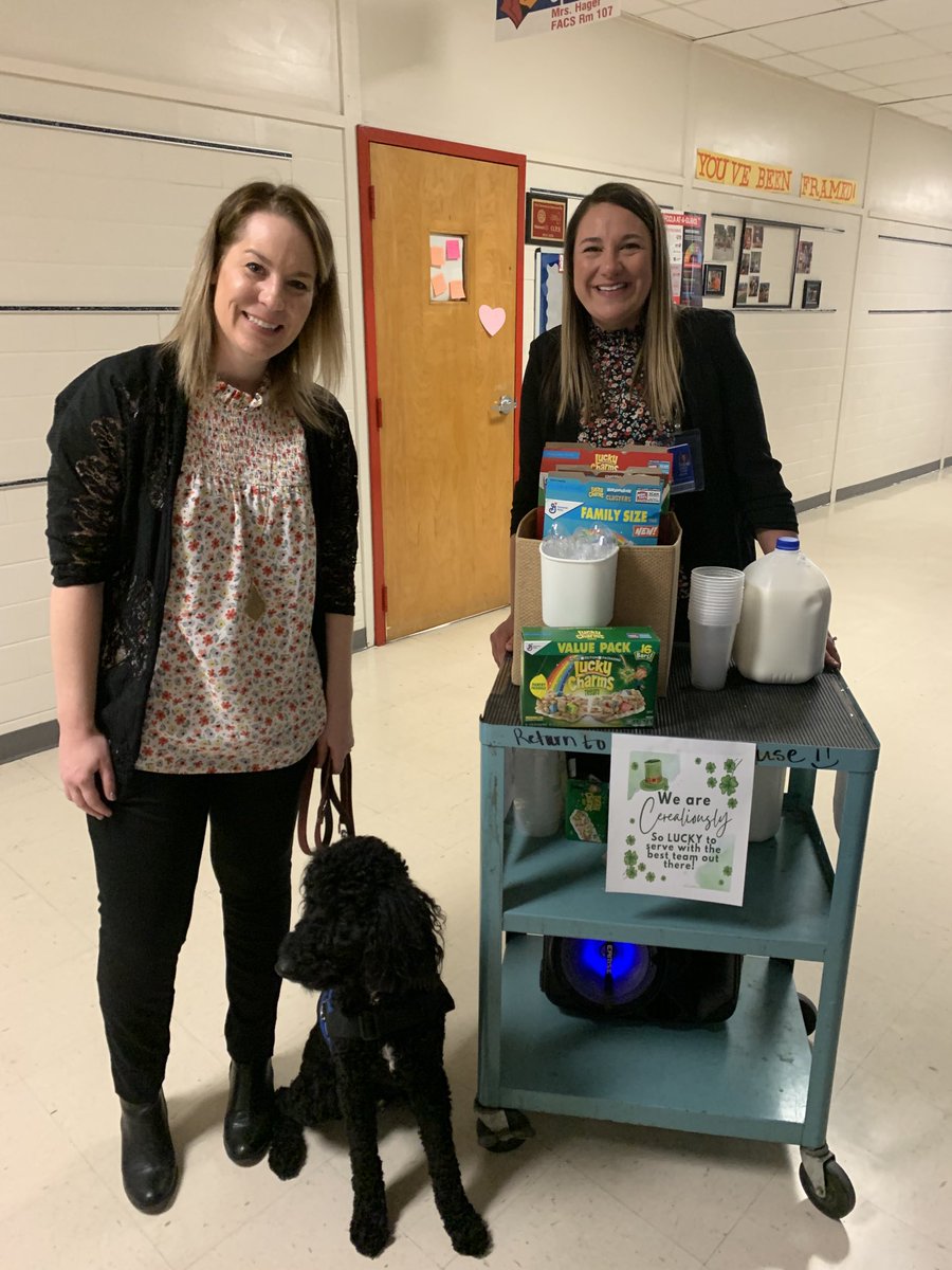CMSsocialst8's tweet photo. Lucky Day at CMS! 🍀 Mrs. Corson is treating staff with lucky cereal to get us started back from spring break AND we are lucky to have Pickett joining the CMS team with Mrs. Vaughn! 🍀 #CardinalPride ⁦@CMSCardinals⁩ ⁦@ClintonMoCards⁩ https://t.co/naT4xmV7Co