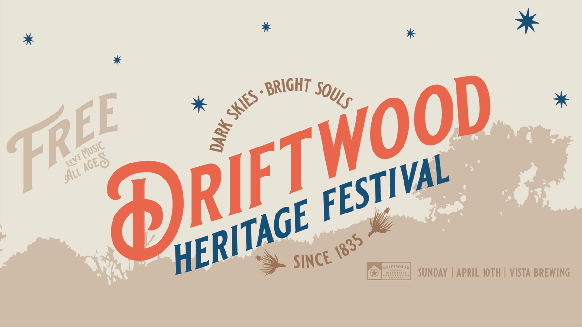 We'll be there!  Join us on April 10 at the Driftwood Heritage Festival.  <a href="/VistaBrewing/">Vista Brewing</a> <a href="/DriftwoodHCS/">Driftwood HCS</a>