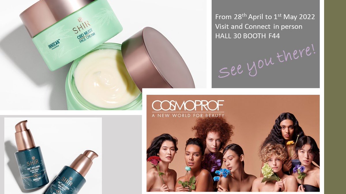 IrisBincovich's tweet photo. I'm honored to welcome you to the Cosmoprof Worldwide Bologna on April 29th - May 1, in Hall 30 Booth F44. Let's meet there! $INNO $IP4 $INNPF #CBD #CBDCosmetics https://t.co/6i0b2P5Kve