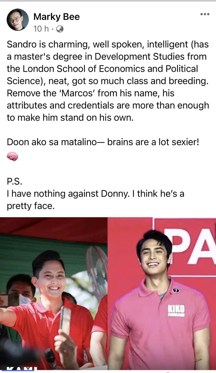 13thFool's tweet photo. Importante ang educational attainment sa bardagulang Sandro vs. Donny, pero hindi applicable sa kumparahang BBM vs. Leni.

Jhemarlaine, naguluhan ka ata kung sino sa kanila ang tumatakbong Presidente. https://t.co/S9GROTFLfB