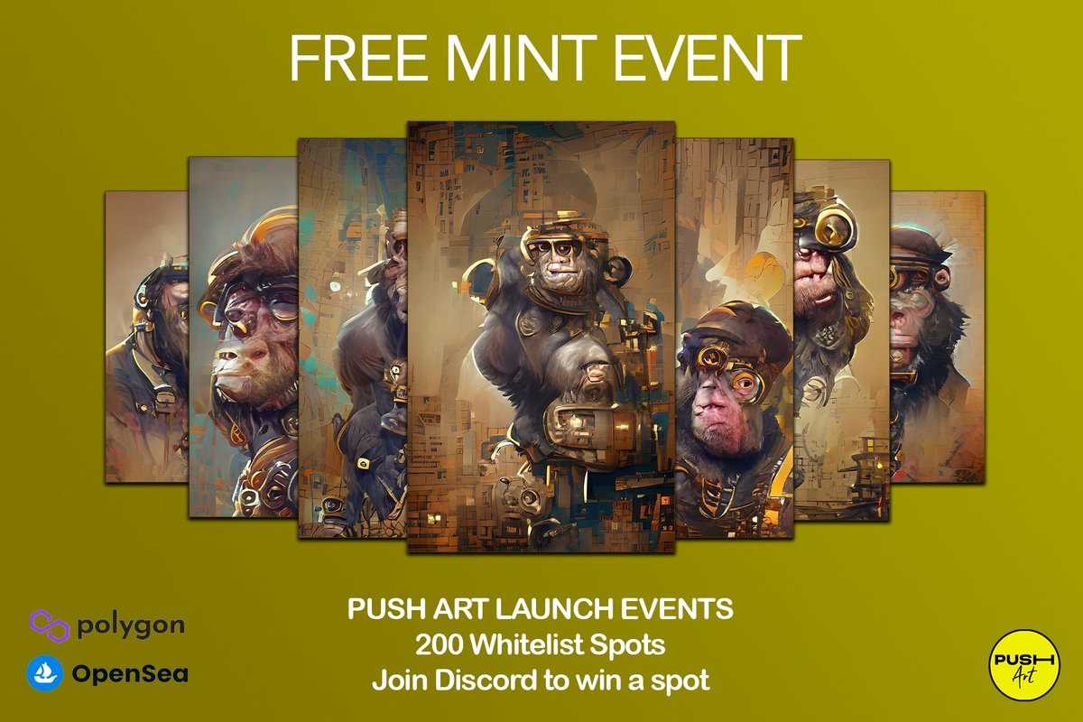 PushArtNFT's tweet photo. Project Launch Events 🎉🎉🎉

Cyber-Gold Apes NFT Free Mint whitelist Contest is Live

200 Spots available 🔥🔥

Enter Gleam to have a chance on winning Free Mint Whitelist spots 🎁

Gleam Link : https://t.co/6QpDGoDqGI

#NFTs #NFTGiveaways #NFTLaunch #NFTProject https://t.co/mFZ2Y25YJ4