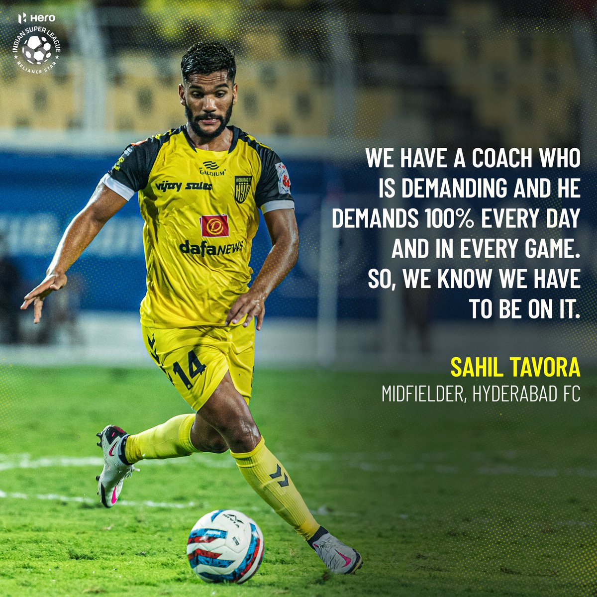 IndSuperLeague's tweet photo. Thoughts from some of the @HydFCOfficial players after their historic #HeroISL win last night! 🏆🤩
#HFCKBFC #HeroISLFinal #FinalForTheFans #LetsFootball #HyderabadFC https://t.co/XvfTA9mUMy