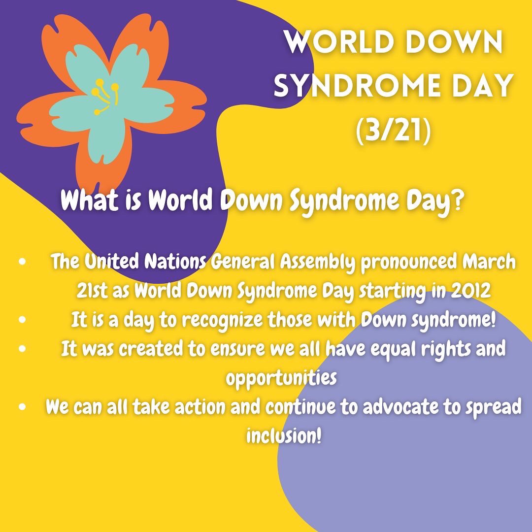 fhs_bestbuddies's tweet photo. To continue our celebration of Spread the Word: Inclusion month, here is more information about World Down Syndrome Day! :D https://t.co/NTz4EY2MSk