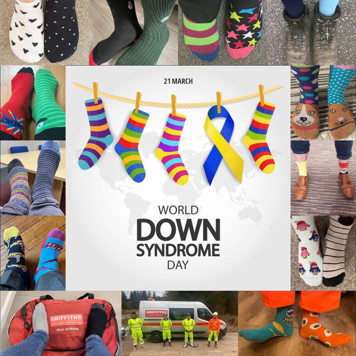 Today at Griffiths we are supporting our colleague Shon James and his beautiful daughter Alma by wearing odd socks to raise awareness for #WorldDownSyndromeDay #WDSD22