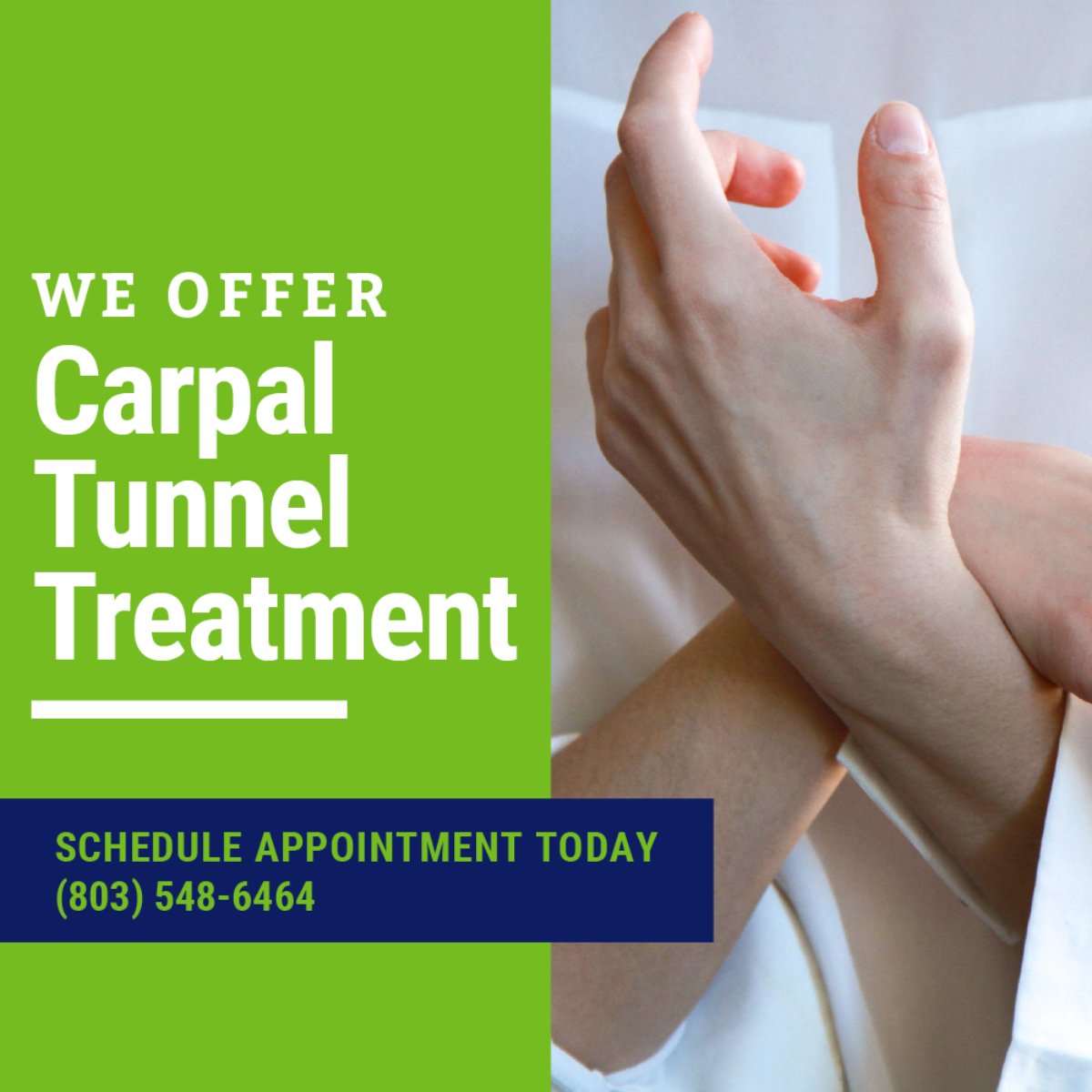 SpecOrthoSC's tweet photo. Carpal Tunnel Syndrome is one of the most common nerve disorders around and can affect both hands and wrists. Let us help you regain activity of your hand, wrist, and forearm. Give us a call today at (803) 548-6464. #SpecOrtho #FortMillSC #CarpalTunnel #CarpalTunnelSyndrome https://t.co/JkF0LKPG3j