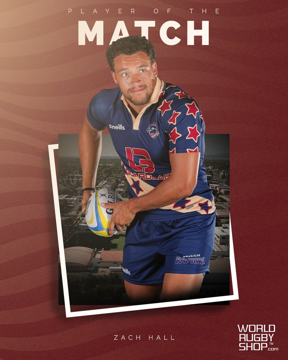 AmericanRaptors's tweet photo. A pair of tries against OMBAC helped make Zach Hall (@z_hall5) the @worldrugbyshop Player of the Match!

#RaptorsRugby | #Mission23 https://t.co/twgNtPoXIA