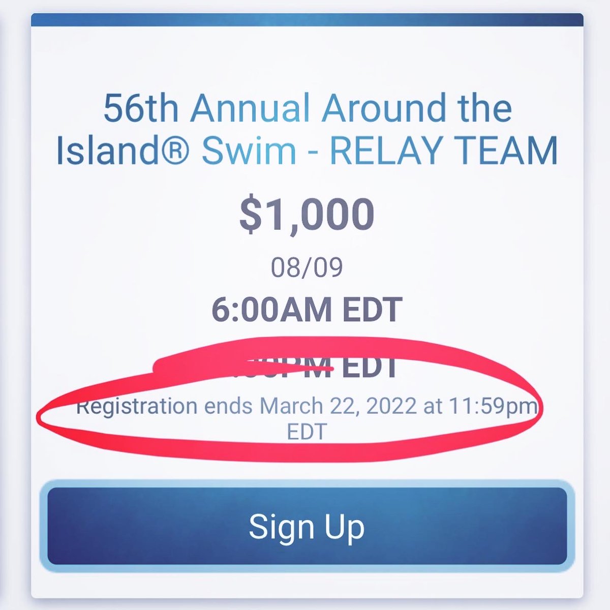 jwopenwater's tweet photo. Only 1 more day left to register for the 56th Around The Island® Swim (Aug 9). Our Selection Committee meets this weekend. Don't miss your chance!

https://t.co/KG5HBNOARY

#openwaterswimming #swimming #openwaterswimmingsociety #NewJersey #AtlanticCity #marathonswimming https://t.co/8PhIh7eRAF