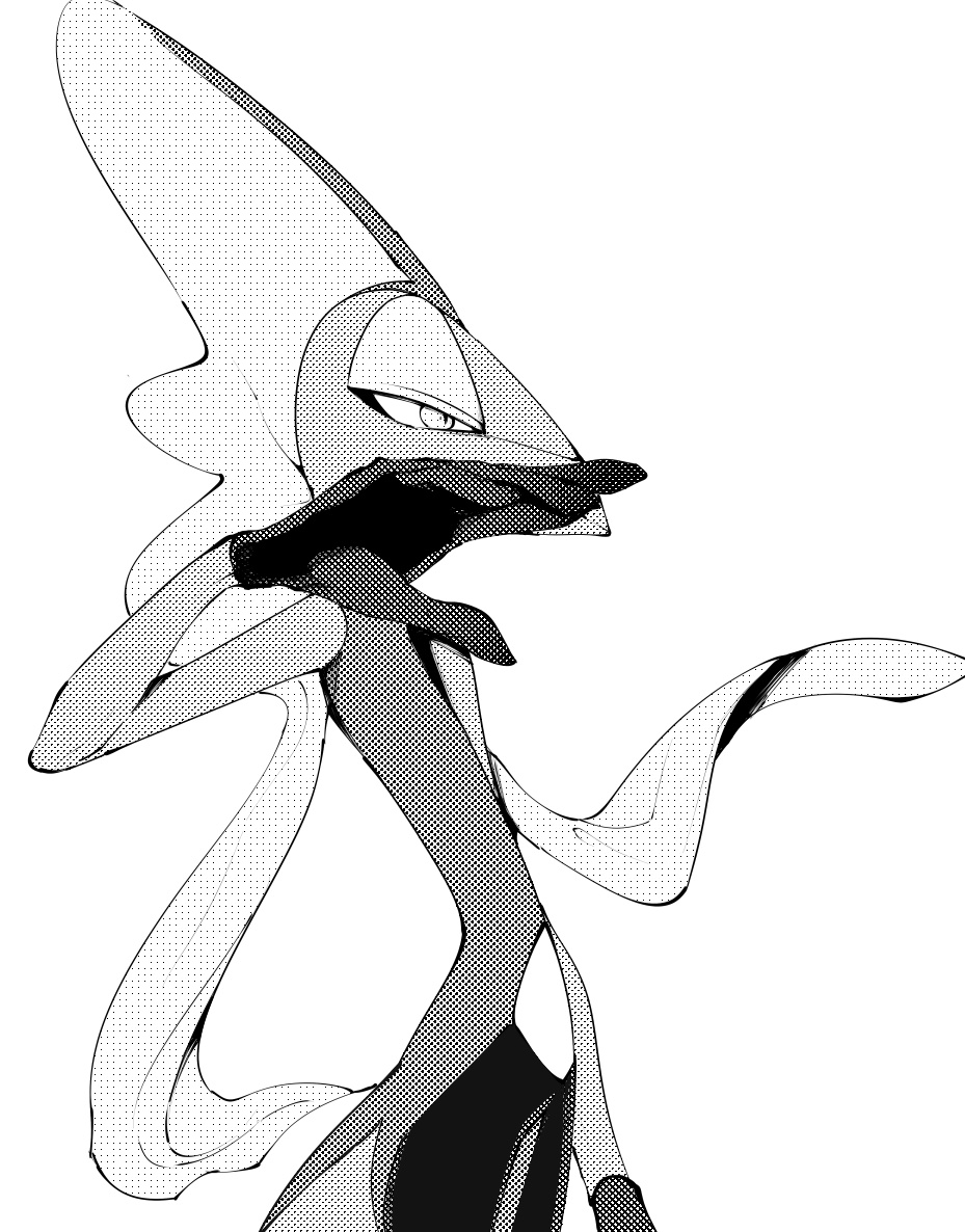 solo monochrome greyscale pokemon (creature) 1other hand up white background  illustration images