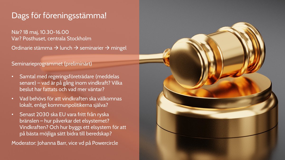 GreenPowerSw's tweet photo. Välkommen till Svensk Vindenergis stämma - där vi också arrangerar seminarier i högaktuella frågor och ett mingel. Seminarierna och minglet är öppna för alla: såväl medlemmar som icke-medlemmar. Säkra ditt deltagande via länken redan i dag!
https://t.co/XJ5RKQcHWs https://t.co/RI9bBLknnz