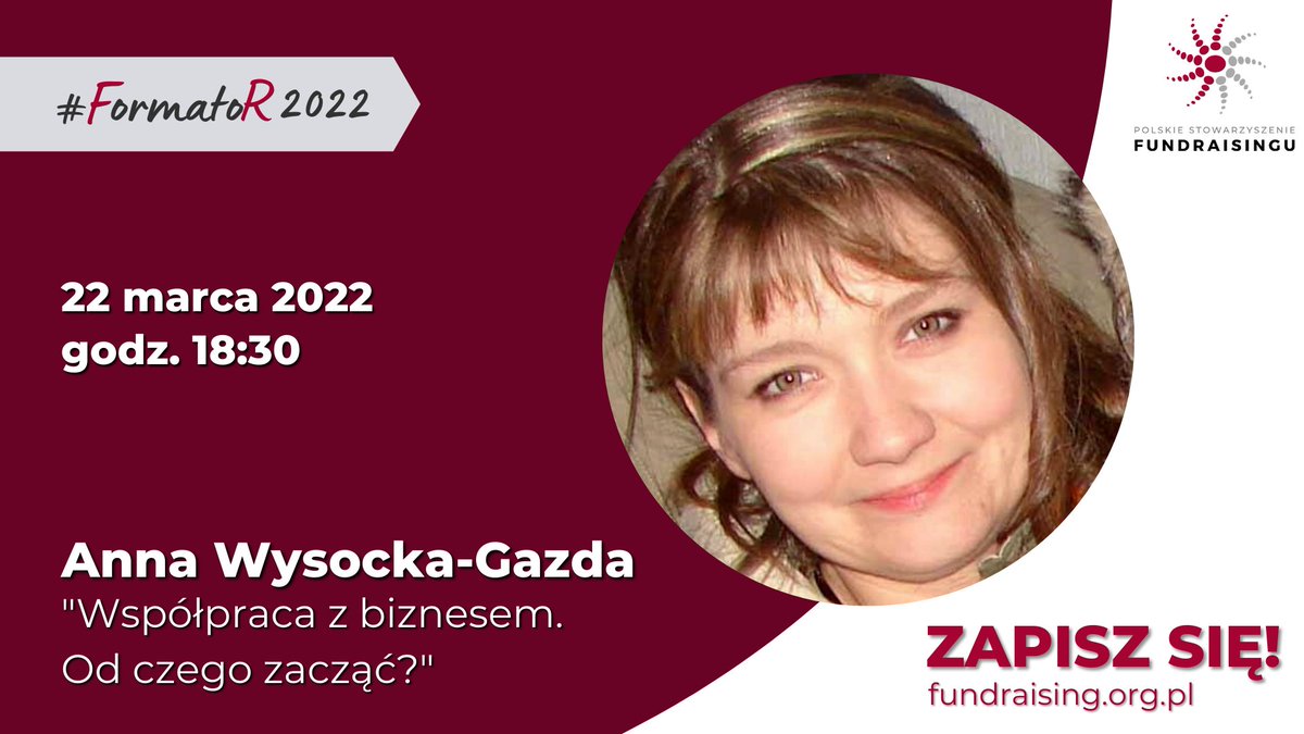 FundraisingPL's tweet photo. 🔴 Już jutro o godzinie 18:30 odbędzie się piąte w tym roku spotkanie z cyklu #FormatoR, naszych darmowych webinariów dotyczących praktyki fundraisingu i pracy w trzecim sektorze. Wystąpi Anna Wysocka-Gazda.

👉 Zarejestruj się
https://t.co/7asOeesa9N https://t.co/K5W95UP7Br