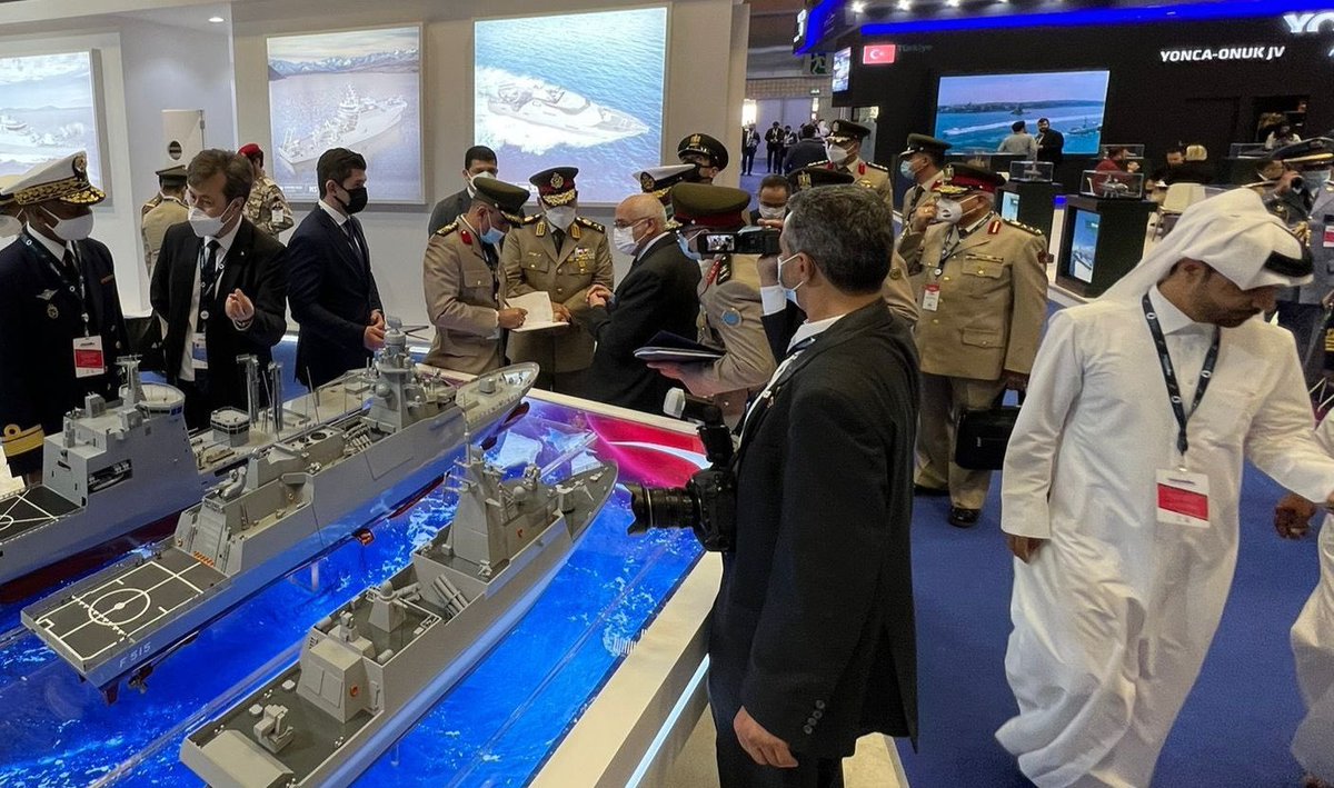 Interesting! 

An Egyptian military delegation visits STM Turkish Group pavilion at Doha International Maritime Defense Exhibition (#DIMDEX2022)

STM Group is displaying locally developed military naval projects, Tactical UAVs and Cyper Security Capabilities at #DIMDEX.