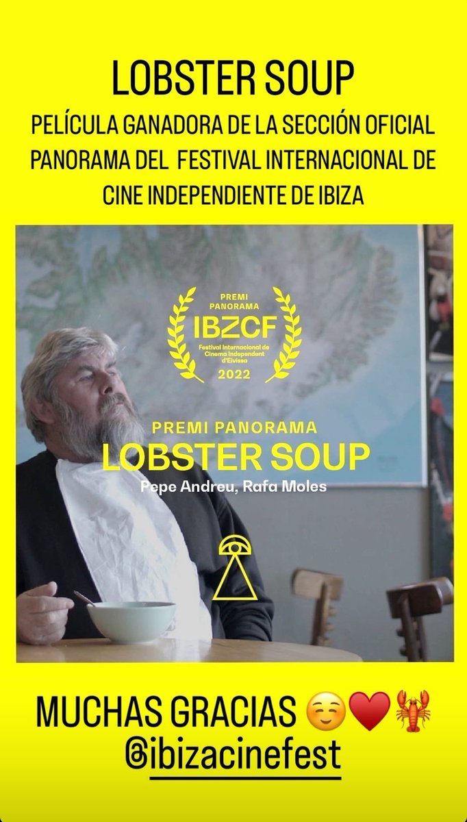 josslu9's tweet photo. Nuestro documental 'LOBSTER SOUP' rodado en Islandia gana el premio de la sección oficial Panorama del @Ibizacinefest-Festival Internacional de Cine Independiente de Ibiza.
Gracias @suicafilms @rafamoles
@AndreuMola @maestro_natalia   @Patapalo333 @laura_hueso https://t.co/M8nEMM89Md