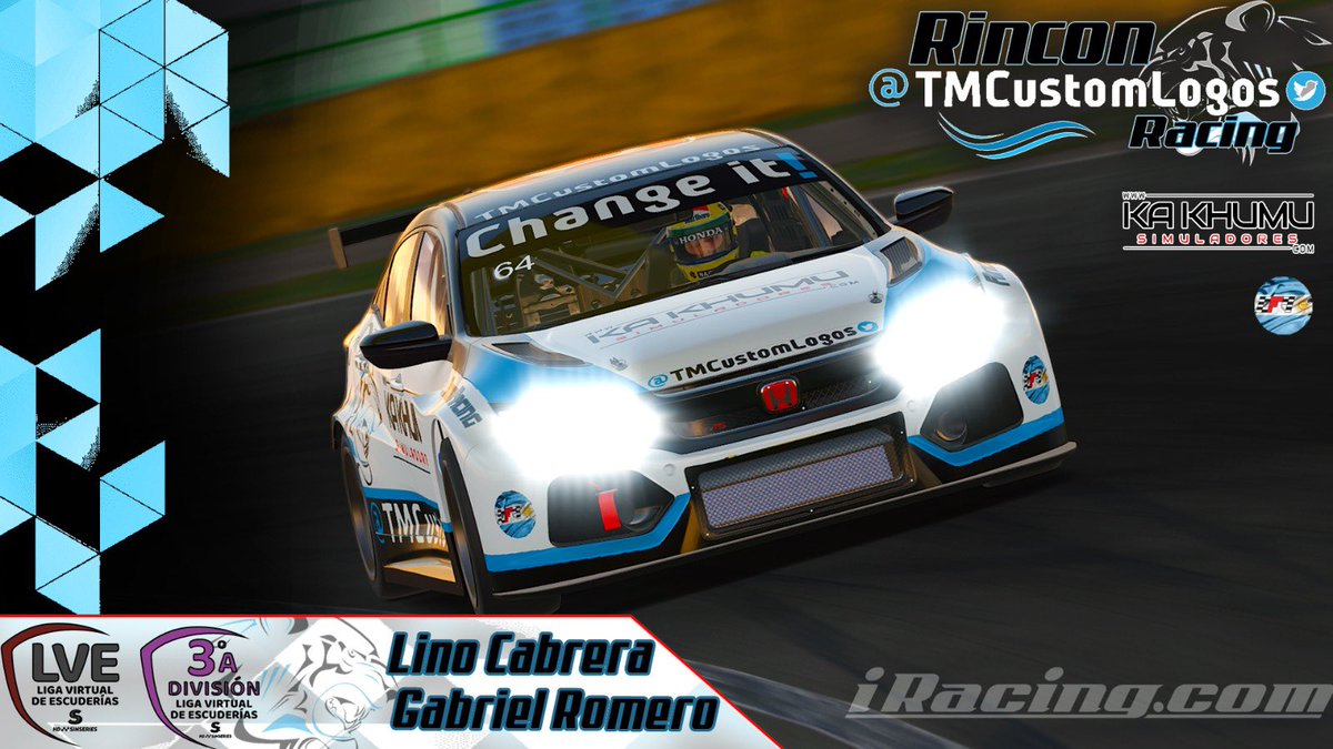 RACEDAY!🏁

Nos vamos con el debut de la 3ra división en la #LVE donde buscaremos repetir la gran actuación del año pasado, y no, no nos guardamos nada, vamos con todo!💪

🙎🏻‍♂️<a href="/Linocabrerad/">Lino Cabrera</a> y <a href="/_GRomero96/">Gabriel Romero</a> 
🏴󠁧󠁢󠁥󠁮󠁧󠁿 Outlon Park
🚗 Audi TCR
⏰ 22:30hs 🇪🇸 
Suerte🙌

<a href="/TMCustomLogos/">TMCustomLogos</a> <a href="/Ka_Khumu/">KA KHUMU Simuladores</a>