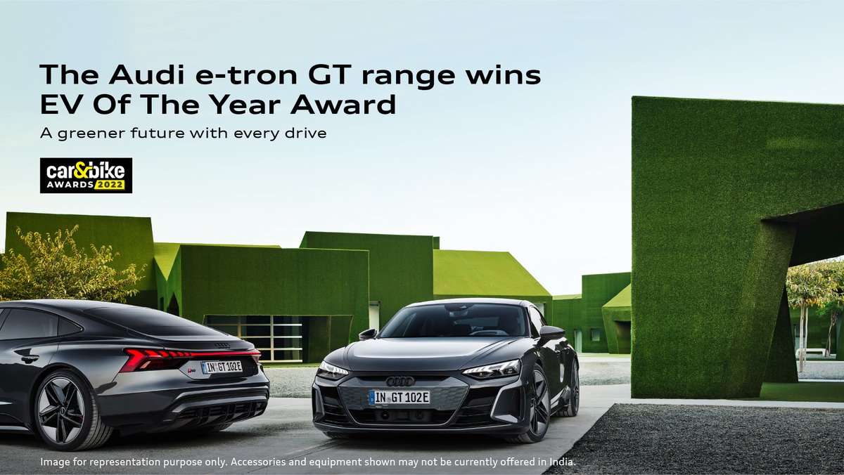 AudiIN's tweet photo. The winning streak continues with #Audi.
Say hello to the winners of @CarandBike Awards 2022:
Audi #etronGT wins #EVOfTheYear
Audi #RSetronGT is the #SportsCarOfTheYear and the Audi #esound wins ViewersChoiceTechOfTheYear
#FutureIsAnAttitude https://t.co/218dGNIVQw