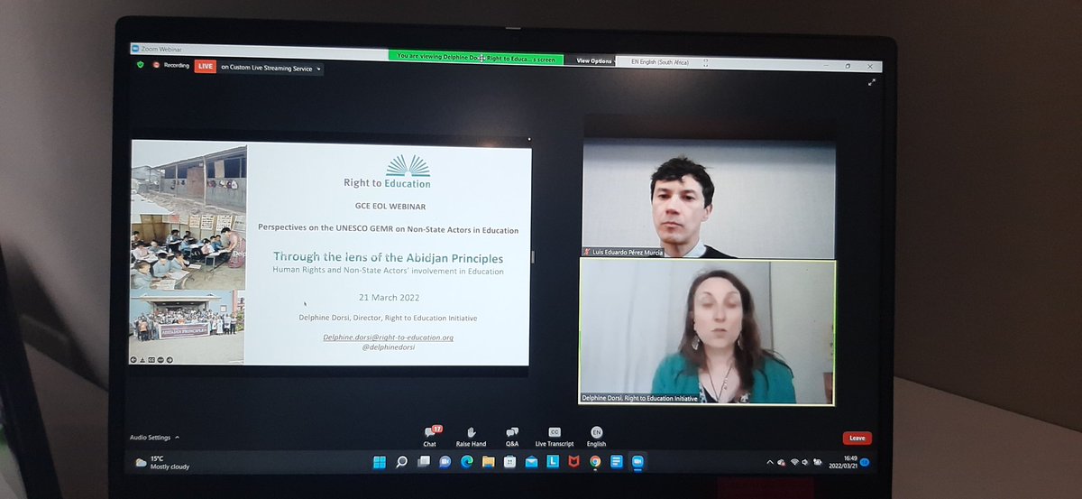 globaleducation's tweet photo. @DelphineDorsi Director of @RTEInitiative presented "Through the Lens of the Abijan Principles: Human Rights and Non-State actors involvement in Education" 
#UnescoGEMreport https://t.co/DrylyGPIgM