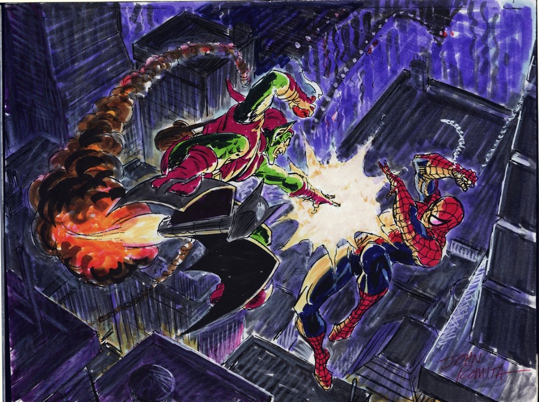 RT @spideymemoir: Spider-Man vs Green Goblin, art by John Romita! https://t.co/y8CGEpXYC9