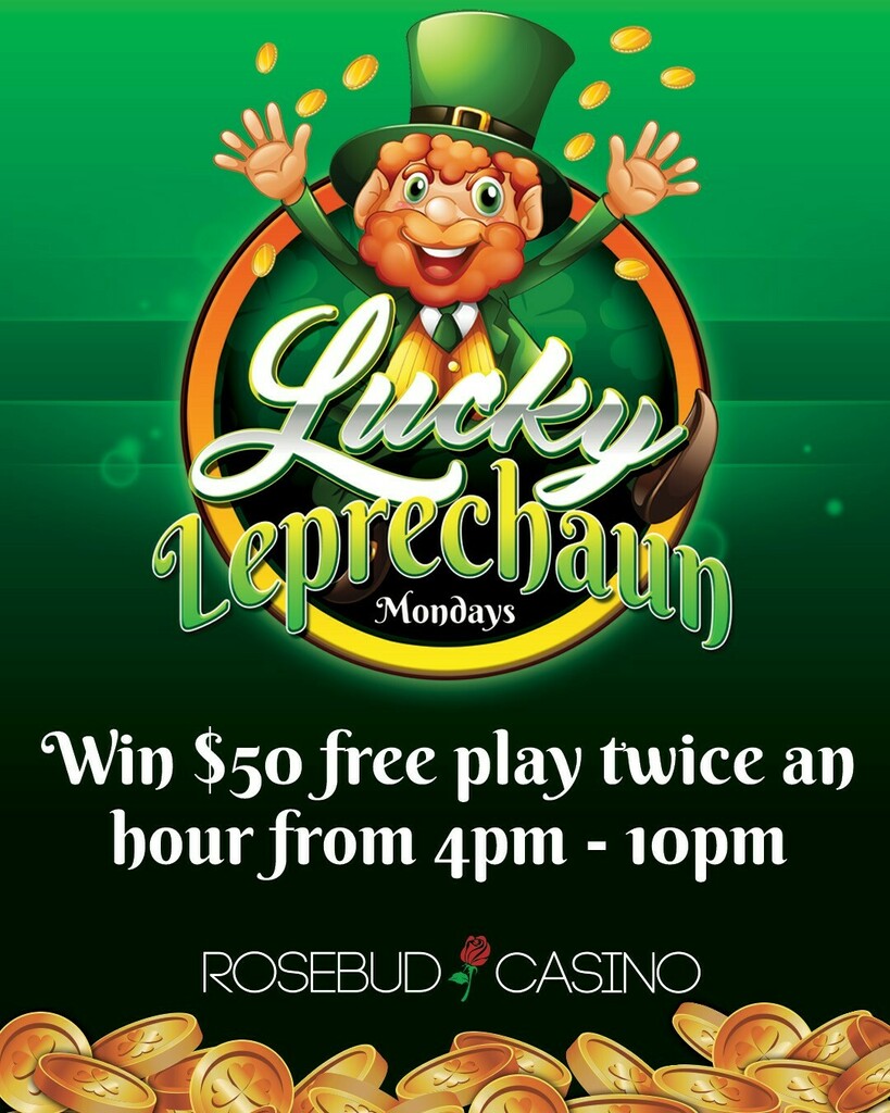 RosebudCasino's tweet photo. Win $50 in free play twice an hour from 4 pm to 10 pm for Lucky Leprechaun Mondays 🍀🎰! Earn 20 points and actively play with your Rosebud Players Club Card to be eligible for the drawings.
#RosebudCasino #ExperienceTheThrill #MarchFun #Casino #Gambl… https://t.co/TsOXCDOqbq https://t.co/q1ZoyO6Xaj