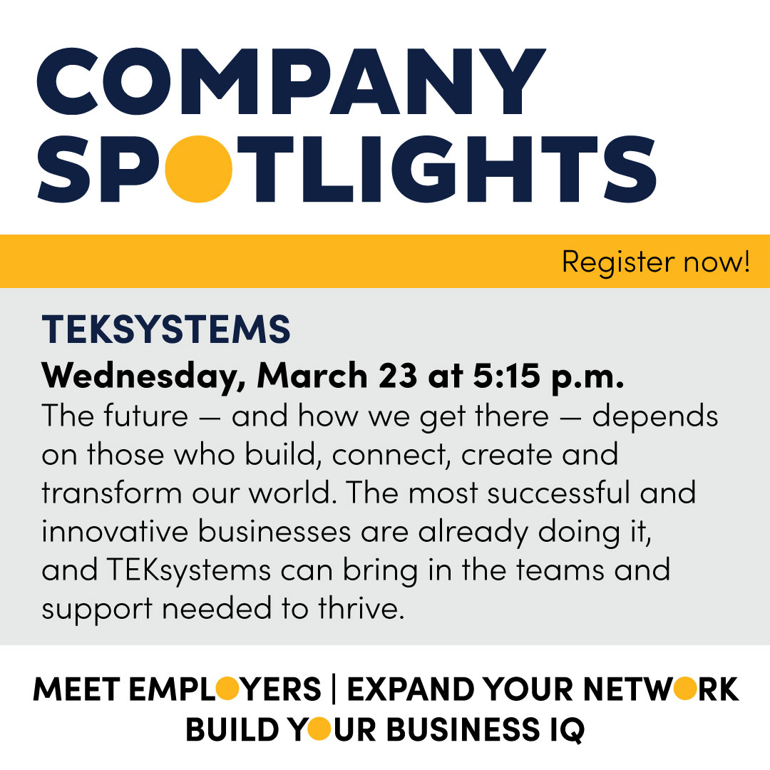 Students! <a href="/FannieMae/">Fannie Mae</a> and <a href="/TEKsystems/">TEKsystems</a> are coming to see you — sign up to network with company recruiters and learn about available job and internship openings: buff.ly/31wma0z