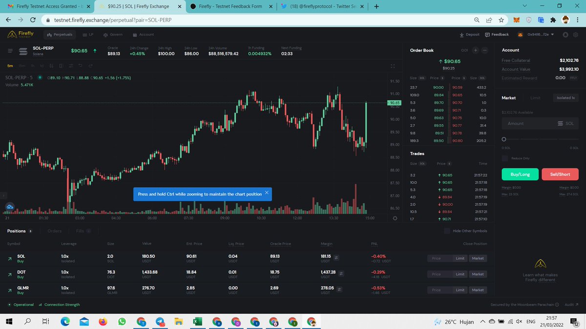 EatGreedly's tweet photo. I participated in the firefly testnet ! The UI is great and the trades are smooth. Although there are some little bugs, I believe the team would solve it very soon. I look forward to the launch of the mainnet after almost 2 years development! 
@fireflyprotocol https://t.co/8MfQWw8G67
