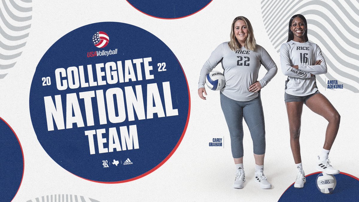 THIS JUST IN | Big congrats to <a href="/Anota_Michelle/">Anota</a> and <a href="/carlyvball/">Carly Graham</a> on BOTH being selected to the 2022 U.S. Women's Collegiate National Team! 🇺🇸🏐🦉

📰 » RiceOwls.co/USAvbCGAA
 
#GoOwls👐 x #RFND