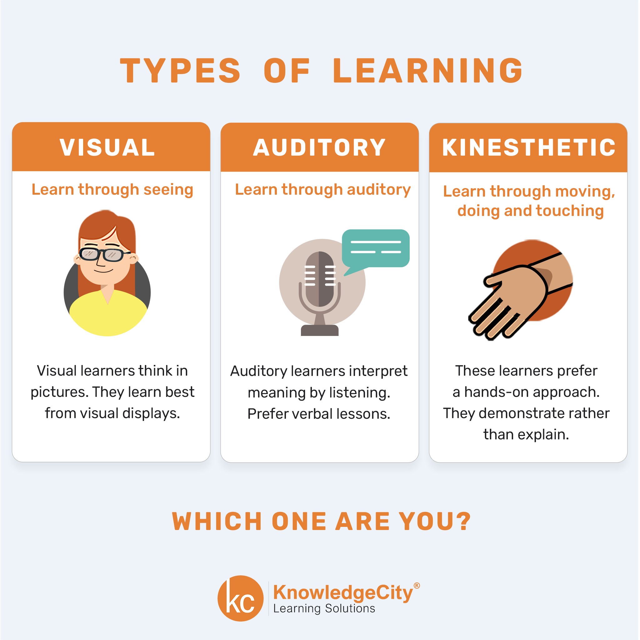 What are the 3 types of ways to learn?