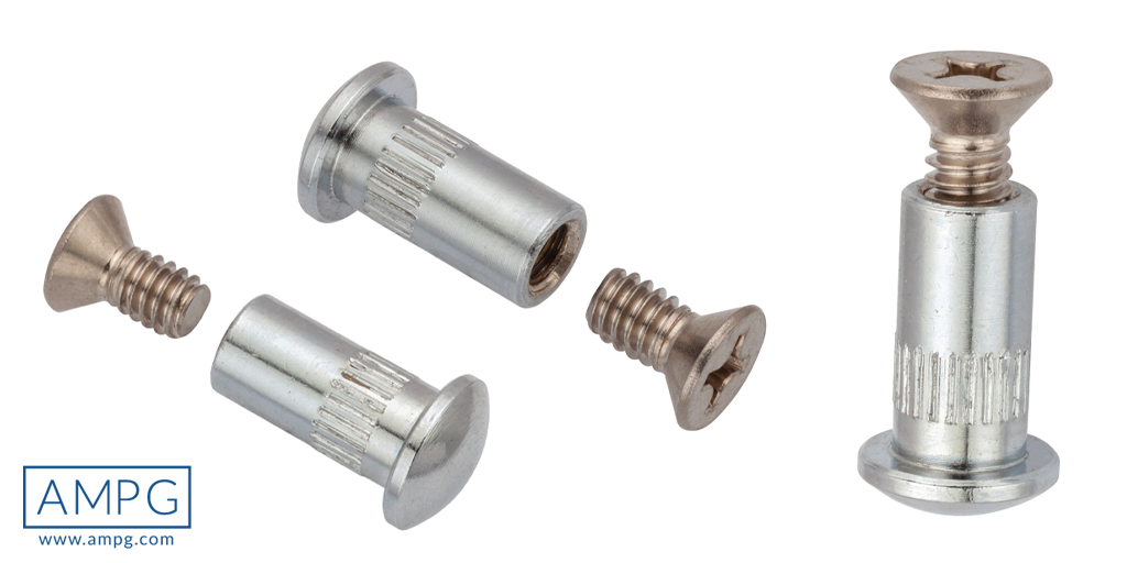 AMPG_USA's tweet photo. Architectural #SexBolts have smooth Truss Heads—no drive. The knurled barrel keeps the sex bolt from spinning while the flat head screw is tightened from the other side. #ScrewAndBarrel #BindingPost https://t.co/FyzKVAQDtU