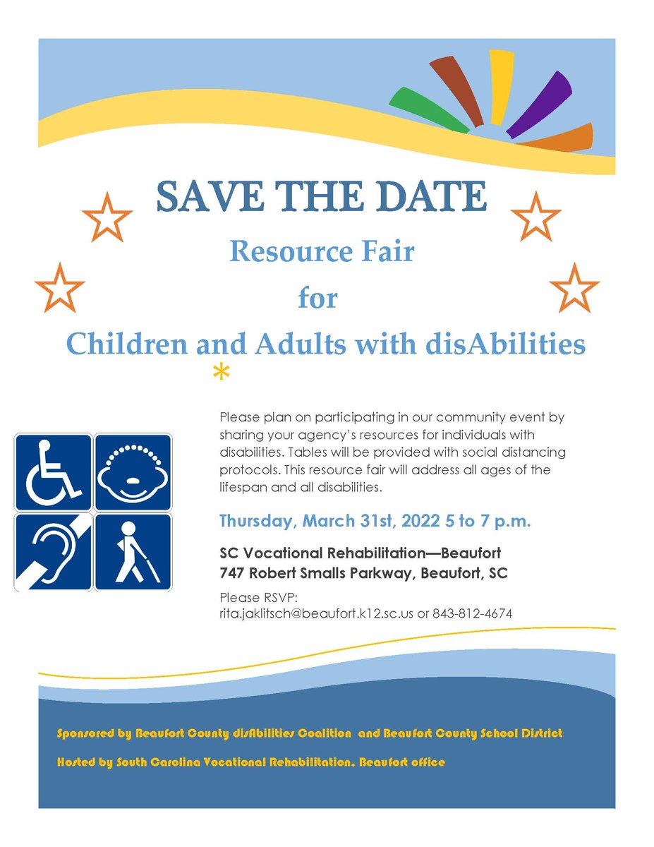 REMINDER ❗ SCEDP Marketing and Outreach Coordinator Leah Cuthbertson will be attending the Beaufort County disAbilities Coalition Resource Fair for Children and Adults with disabilities. <a href="/BeaufortSchools/">Beaufort Schools, SC</a>

📆 March 31, 2022 from 5 PM – 7 PM 

📍 Beaufort, SC