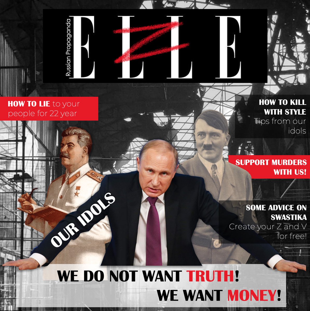 Marynasia_ua's tweet image. #ElleRussia: Propaganda Press 

Hopefully, your kids won’t live in the Russian Z world, wiZout Freedom, wiZout choice, and a bright future. Or maybe they will, the ball is in your court.

@ELLEmagazine @Hearst 
#standwithukraine #stoprussianaggression #stopputinnow #boycottrussia