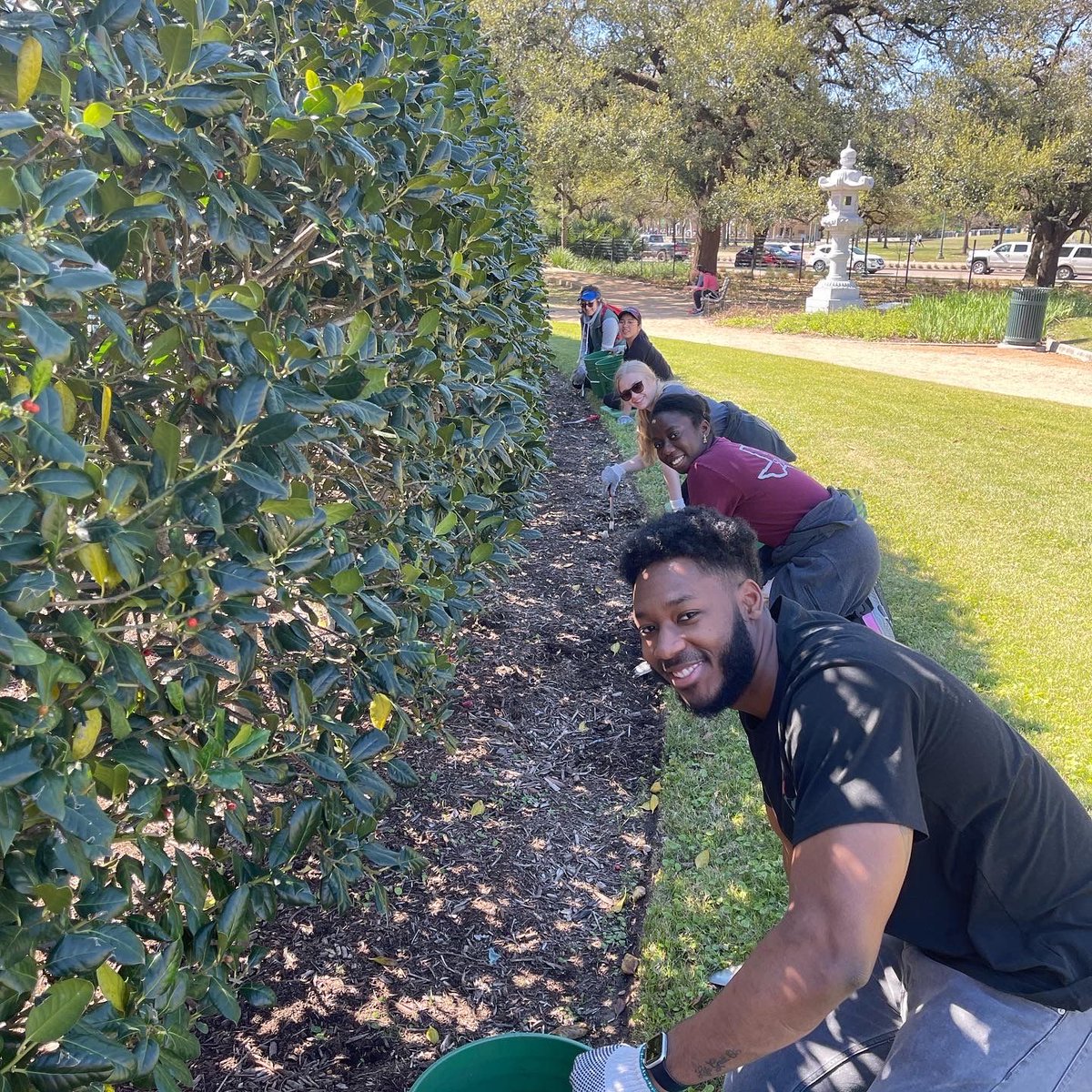 ASCEHouston's tweet photo. Our volunteers joined the @HermannPark Conservancy this past weekend, helping beautify the McGovern Centennial Gardens. Work included deweeding, raking, & removing debris from the Family & Rose Gardens.🌳🍃🧤🌹
#ASCEHouston #CommunityService #Volunteering https://t.co/9ZTjCsvNwF