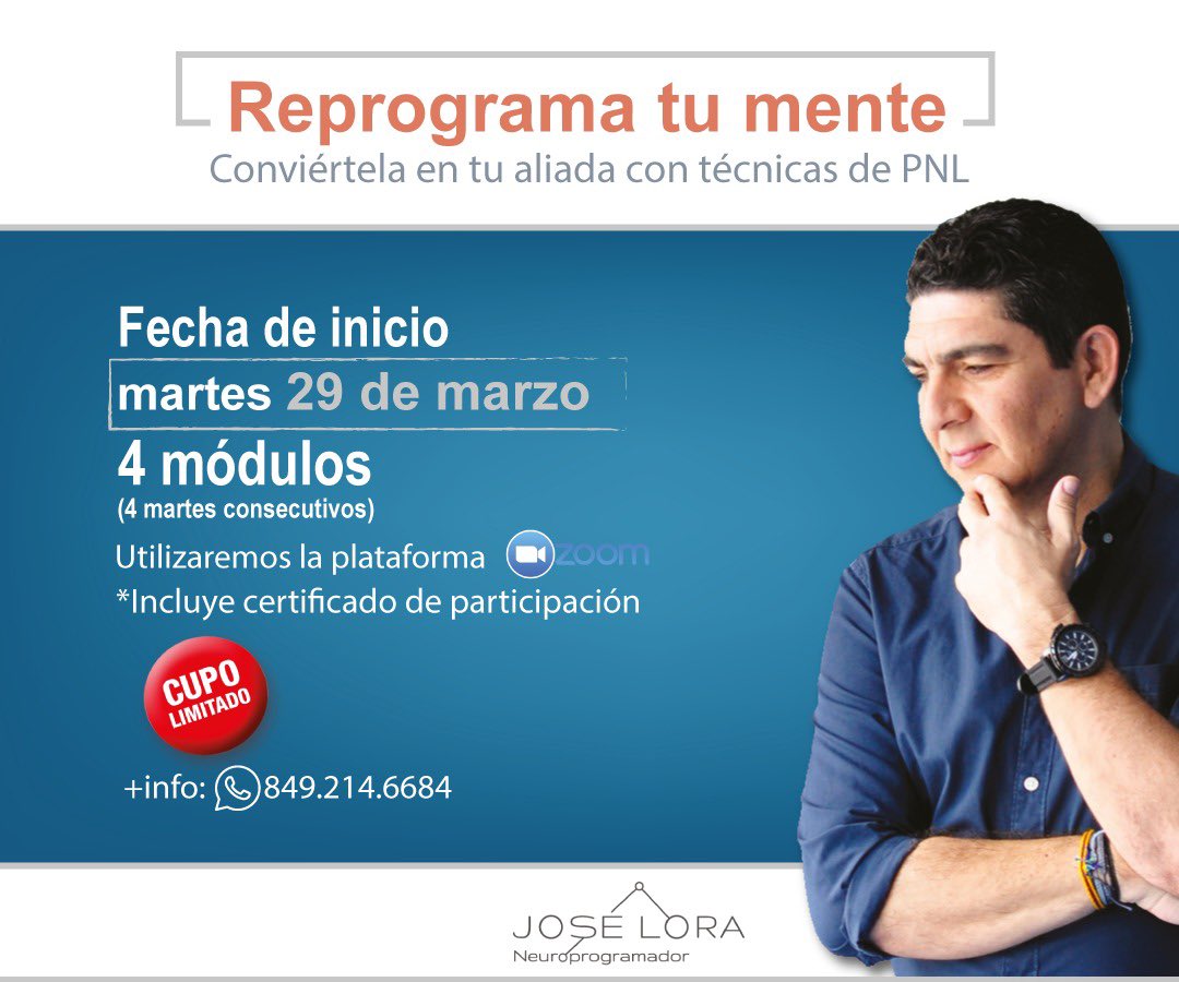 chechoRD's tweet photo. Próximo Martes 29. Aprende cómo mejorar tu vida con técnicas de PNL. 🌀 https://t.co/YMtWeJ6d4v