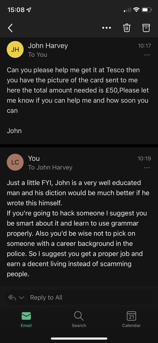 LucyRK93's tweet photo. @joelycett after seeing you in Bournemouth on Friday evening, I was inspired to respond to a hacked email account! Unfortunately no free shit for me 😂 https://t.co/VeErRX4ijH