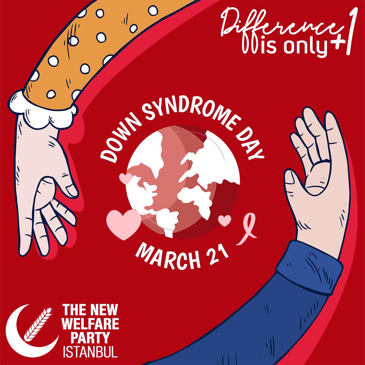 Down syndrome is not a disease;  is the difference!  We are aware of this difference.  True friends do not count chromosomes because down syndrome is not 1 deficiency, but +1 excess.

 Happy March 21st, #WorldDownSyndromeAwarenessDay