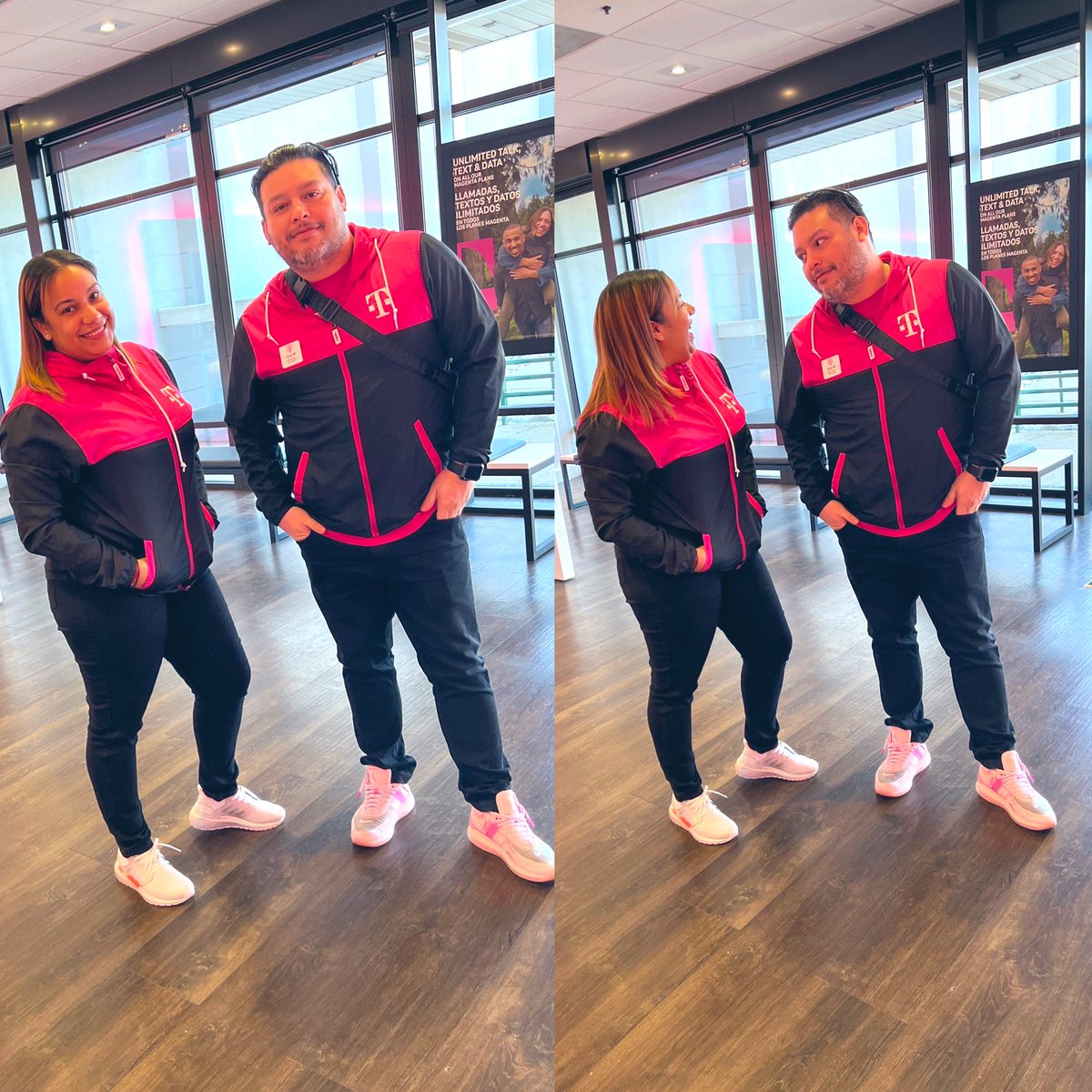 When you’re twining with @LuisaGabriela90 You know it’s going to be a great day 🥰 #MagentaGear #MagentaFamily #MagentaMonday #MagentaKOTD @TMobile #HudsonHeat #NEEmpire