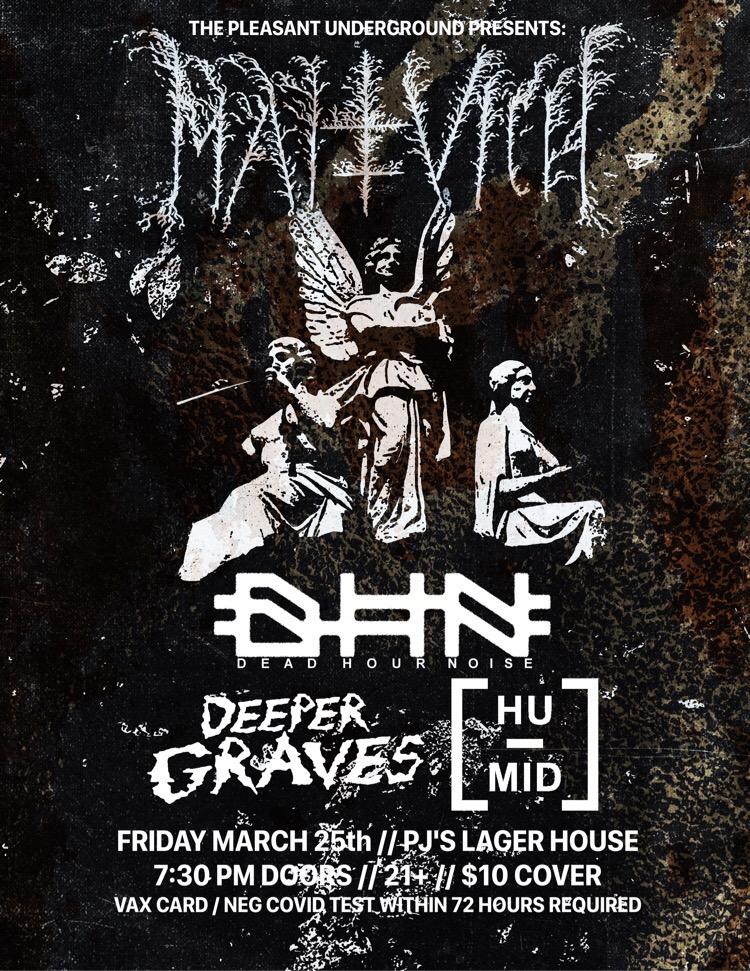 deadhournoise's tweet photo. DETROIT.  We're gonna be at PJ's this Friday with Malevich, HU-MID, and Deeper Graves, none of whom have Twitter accounts. https://t.co/aQga8R8UxC