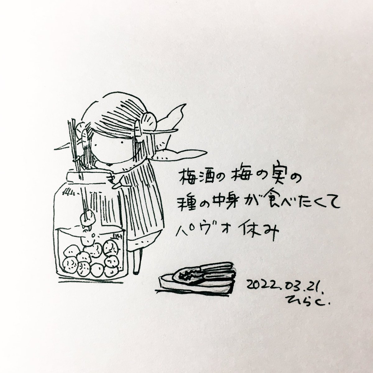 I want to eat the contents of the plum seeds used in plum wine.
#パヴォ休み