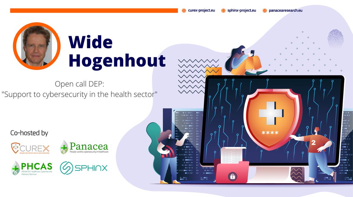 PANACEAresearch (@h2020panacea) on Twitter photo Wide Hogenhout, from <a href="/DigitalEU/">Digital EU 🇪🇺</a>, is another speaker of the webinar "Cyber fortification in #healthcare against hybrid threats". He will provide an overview of the funding opportunities in the <a href="/EU_Commission/">European Commission</a> Digital Europe Programme.
🗓️31.03.2022 from 10am to 11:30am (CET) Wide Hogenhout, from <a href="/DigitalEU/">Digital EU 🇪🇺</a>, is another speaker of the webinar "Cyber fortification in #healthcare against hybrid threats". He will provide an overview of the funding opportunities in the <a href="/EU_Commission/">European Commission</a> Digital Europe Programme.
🗓️31.03.2022 from 10am to 11:30am (CET)