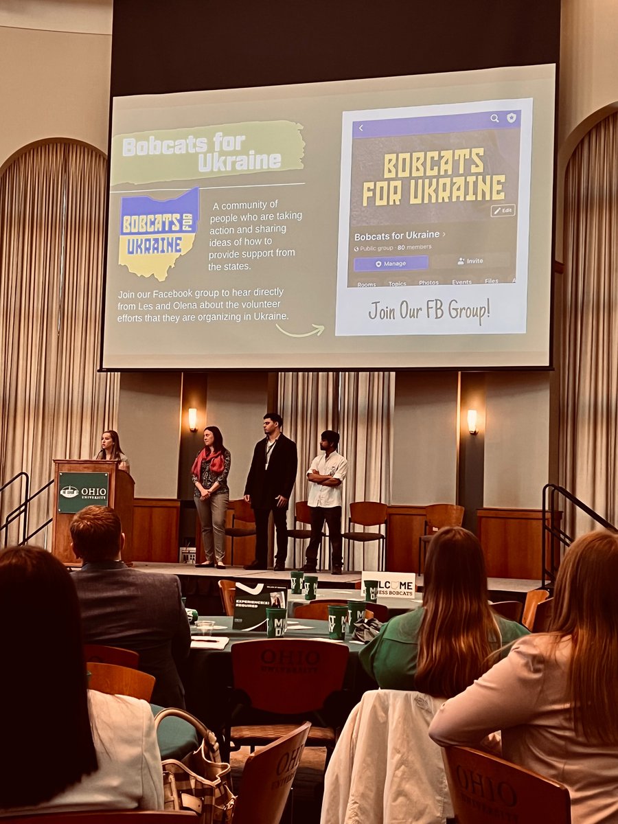cmcphillips's tweet photo. A moment I couldn't be prouder to be an @ohiou Bobcat 💚 amazing work helping classmates volunteering in Ukraine. Hop onto @Facebook and make a donation today! The OU Marketing Advisory Board is so impressed w/this group - @ianmcc11 @jtabeling @MrsReneeCook @jefftrattner https://t.co/q2xCgdUje3