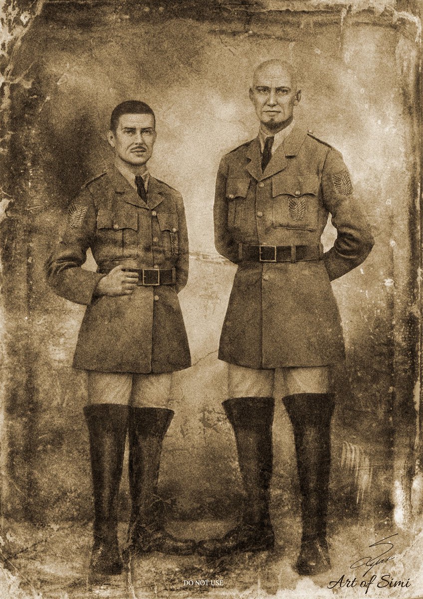 Theo Magath, General of the Marleyan military who joined forces with the Survey Corps and 12th Commander of the Survey Corps, Keith Shadis.

Two incredible Veterans who dedicated their lives for what they believed in, for freedom.

#aots4 #shingeki #theomagath #keithshadis