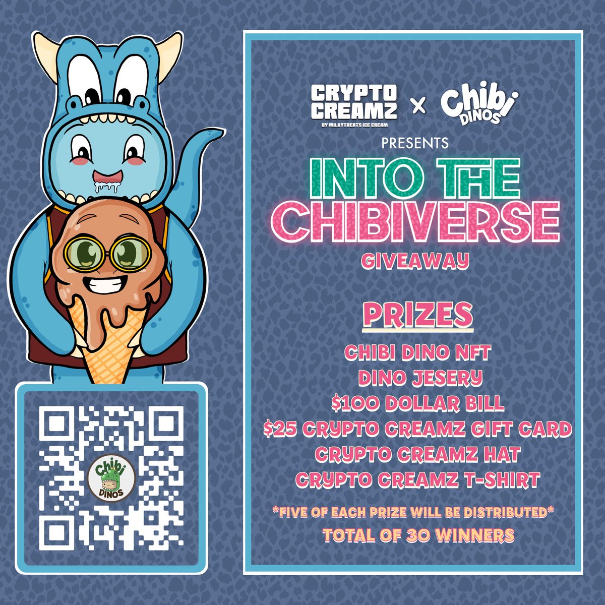 ChibiDinosNFT's tweet photo. MASSIVE giveaway with our friends at @CryptoCreamz who will be joining us at @MiamiNFTweek and serving our very own icecream flavor called DINO CRUNCH!!! 🍦 🍧 🍨

Enter:
Like/Rt/Tag a friend
Log in and fulfill the entries in the link below!

Giveaway link:https://t.co/u9E8JaUnvh https://t.co/e5fszMUkm8