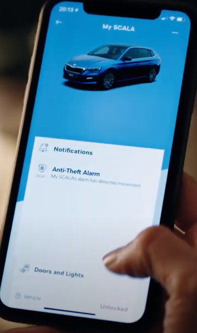 SoftwaregateEV's tweet photo. 2019. Skoda Scala has Theft alarm and remote lock & unlock available in MySkoda app. 2022. Enyaq doesn't have any of these available. #SoftwareGate @skodaautonews @skoda_es @VW_es #Enyaq #ID4 #ID3. Future ME3 software is still behind last year's competition offerings. https://t.co/oD7V6FLACp