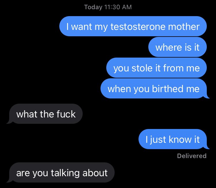 LifeIsSean's tweet image. Talking about wanting testosterone normally: 🙅😤❌
Talking about wanting testosterone like this: 😎👍 (yes this is real lmao)