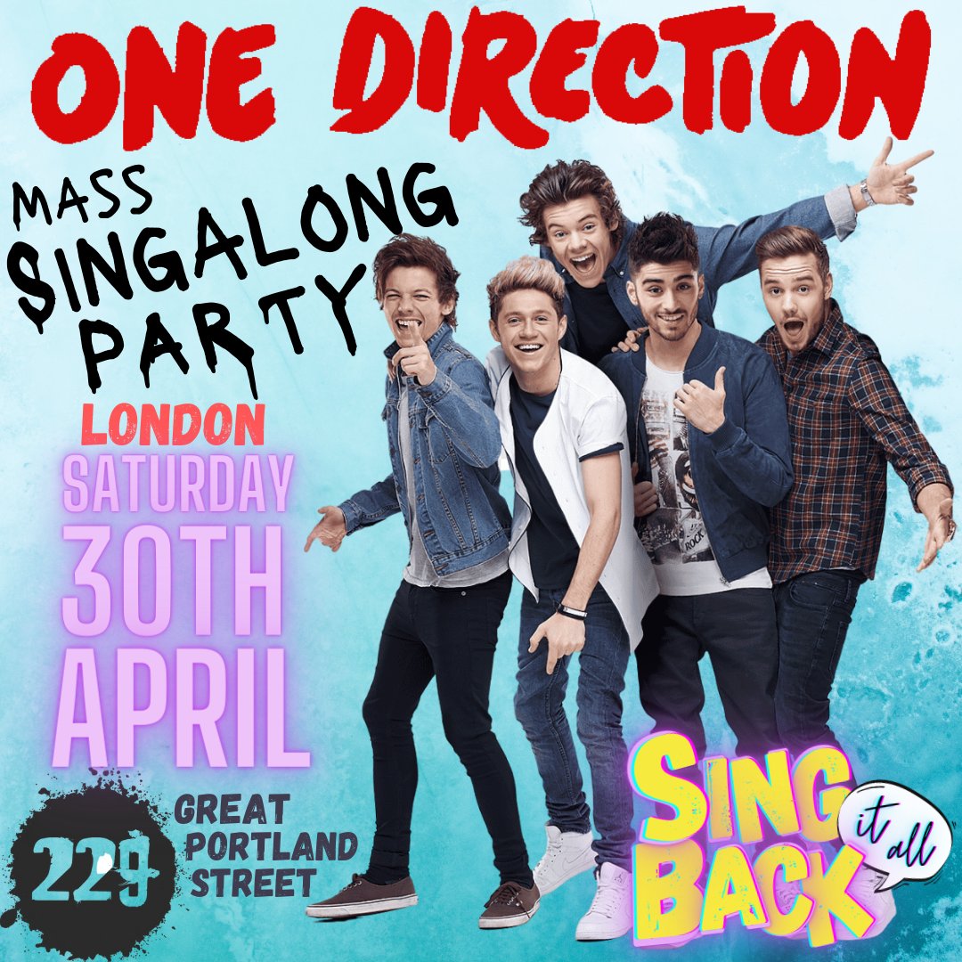 hshqparty's tweet photo. 👀 A never-before-seen audio visual party playing all the greatest dance floor friendly and singalong 1D tunes from their albums, unreleased singles and solo songs.

On a BIG screen with karaoke lyrics!

Tickets selling fast.

Saturday 30th April / 22:00-03:00 / @229london https://t.co/cF86OE3Oaj