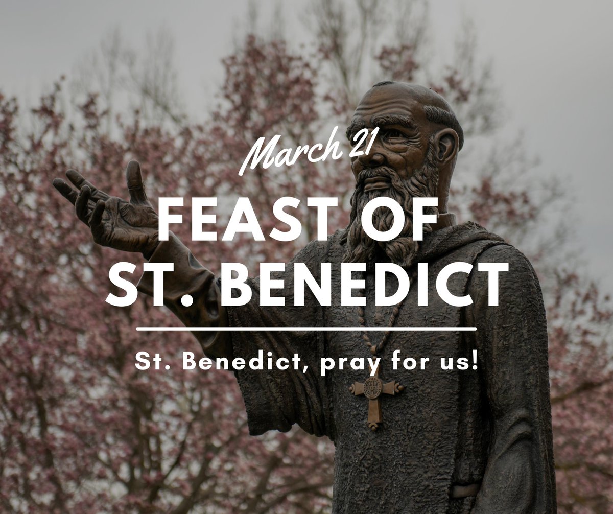 Today is the solemnity of St. Benedict, the founder of the Benedictine order for the monks of St. Benedict's Abbey and the sisters of Mount St. Scholastica!

St. Benedict is also the co-patron saint (with St. Scholastica) of our school. St. Benedict, pray for us! #OraEtLabora