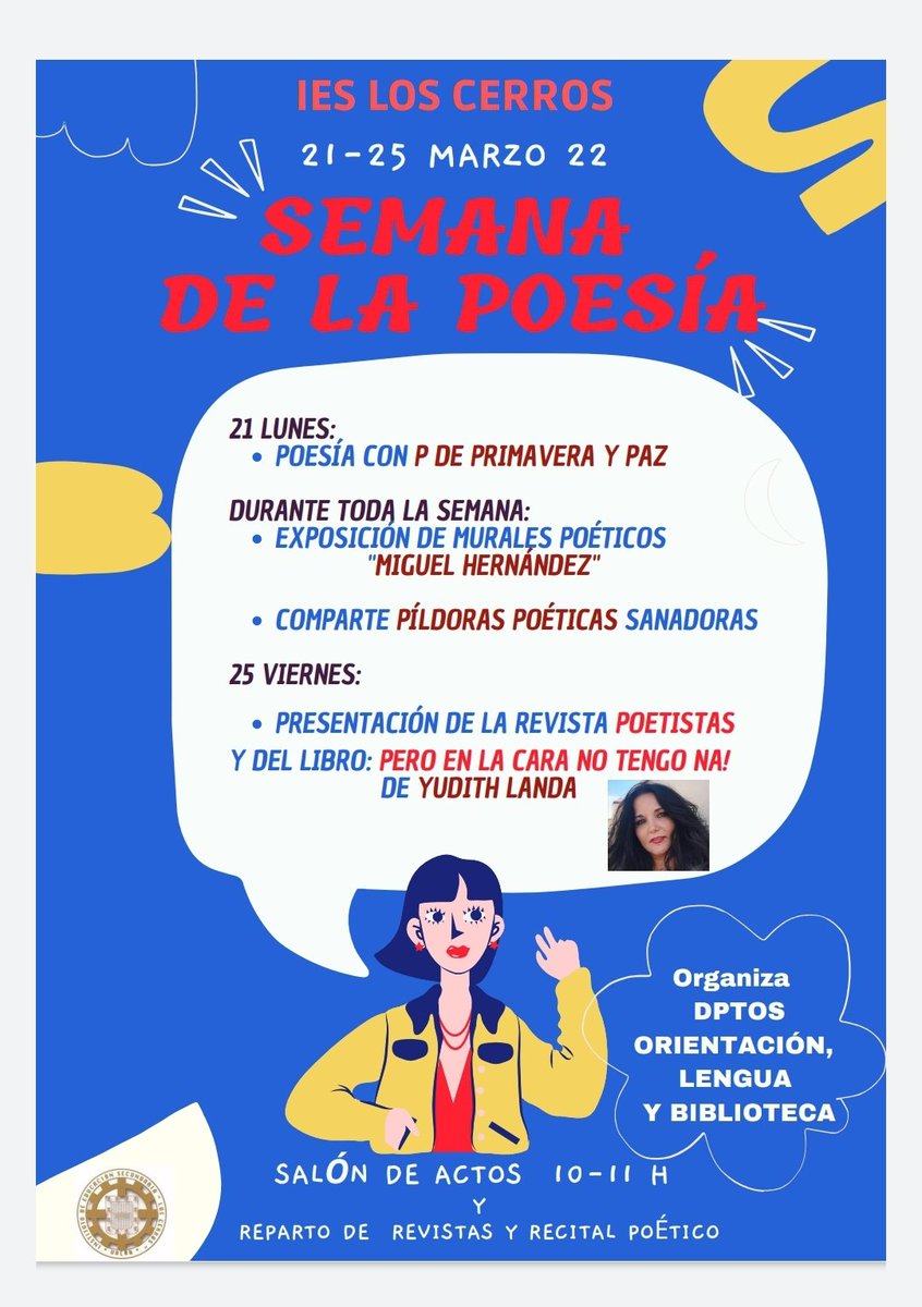 En <a href="/IESLosCerros/">IES Los Cerros</a> celebramos la "Semana de la Poesía". #niundiasinpoesía #DiaMundialDeLaPoesia <a href="/redbecreaja/">Red BECREA Jaén</a>