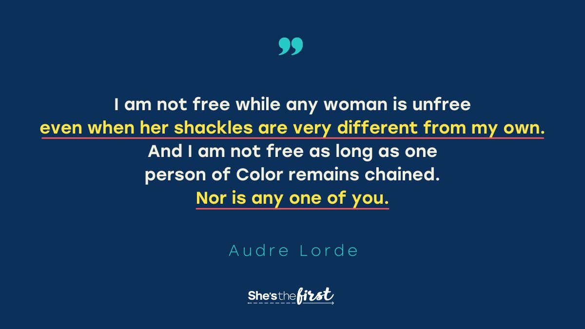 To achieve our vision of a world where all girls are educated, respected, &amp; heard, we must recognize the intersections of power &amp; privilege &amp; actively work to ensure a safe &amp; ever-more-equal environment for all. Learn more: shesthefirst.org/anti-oppression #FightRacism