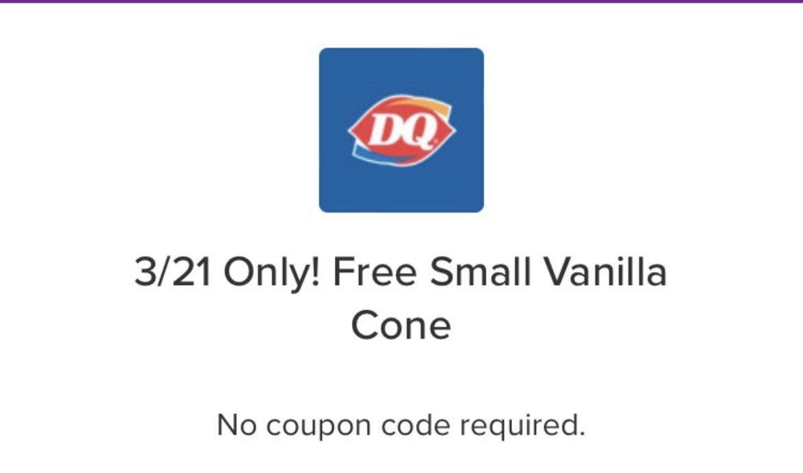 Hey wildcats you can get one free small vanilla cone at any participating DQ today only!! <a href="/HPRwildcats/">High Point Regional High School</a> #hprwildcats #DQ