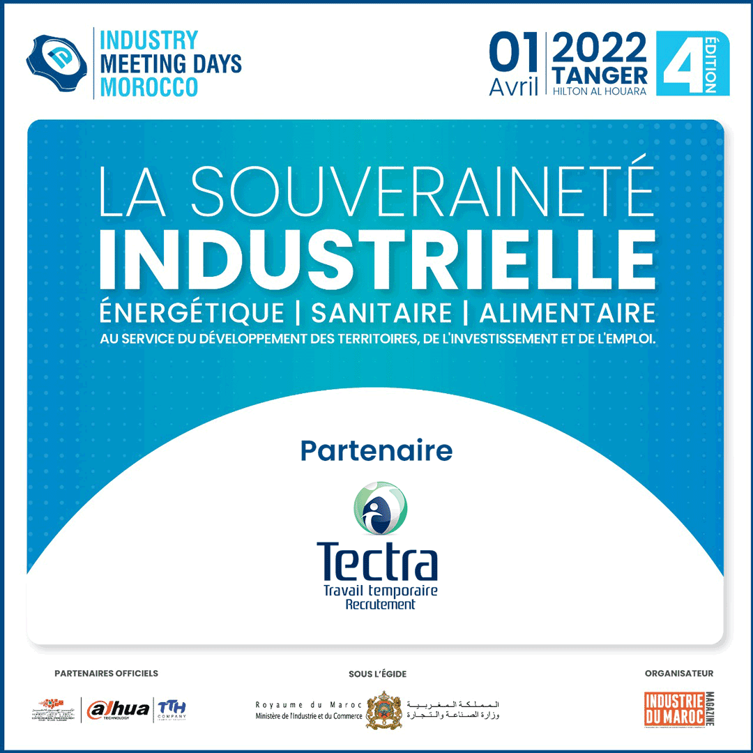 Industrie_Mag's tweet photo. Un grand Merci à #TECTRA, Partenaire de la 4ème édition d'Industry Meeting Days. #IMD4 le 1er avril 2022 à l’hôtel Hilton Al houara - TANGER
lien d'inscription : https://t.co/5FOLi8JqJs
lien de participation à INDUSTRY MEETING AWARDS : https://t.co/910aQgNReW https://t.co/YRcyRtEIMp